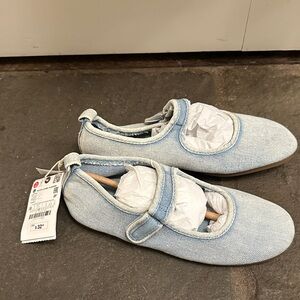 Zara Blue Denim Mary Jane Shoes